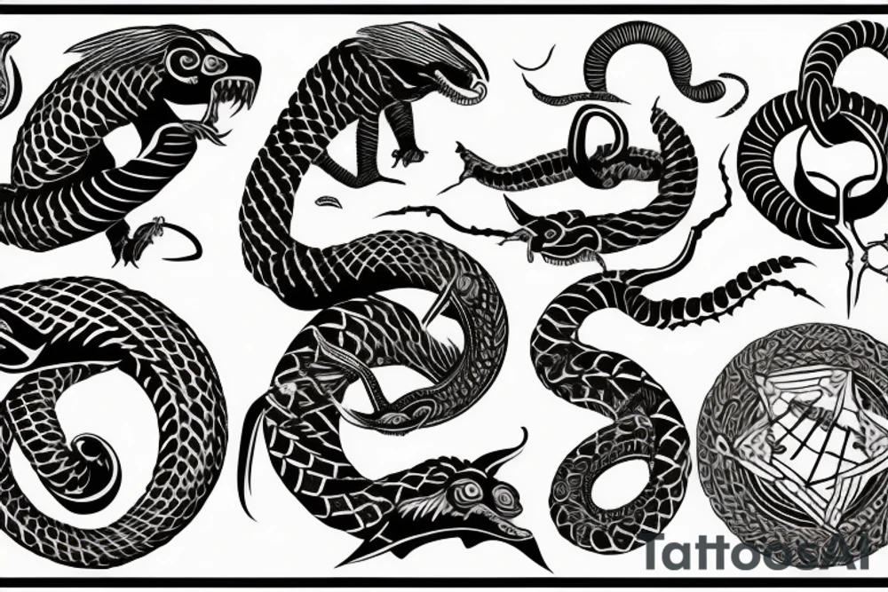 Ouroboros with ancient Egypt tattoo idea
