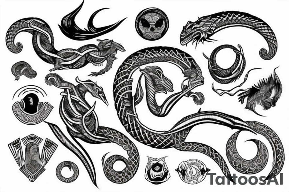 Ouroboros with ancient Egypt tattoo idea
