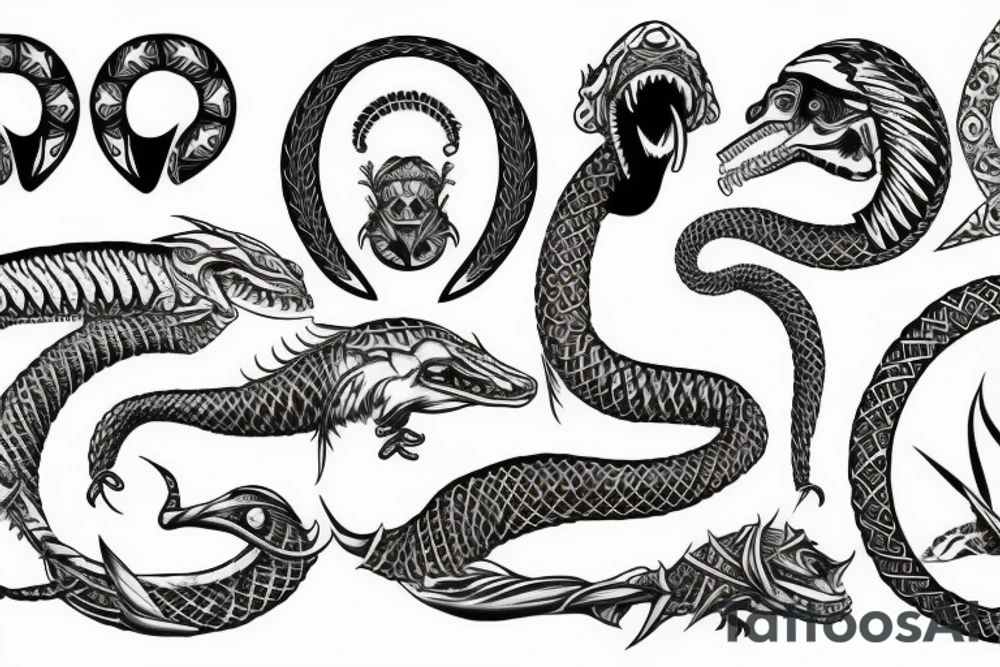 Ouroboros with ancient Egypt tattoo idea