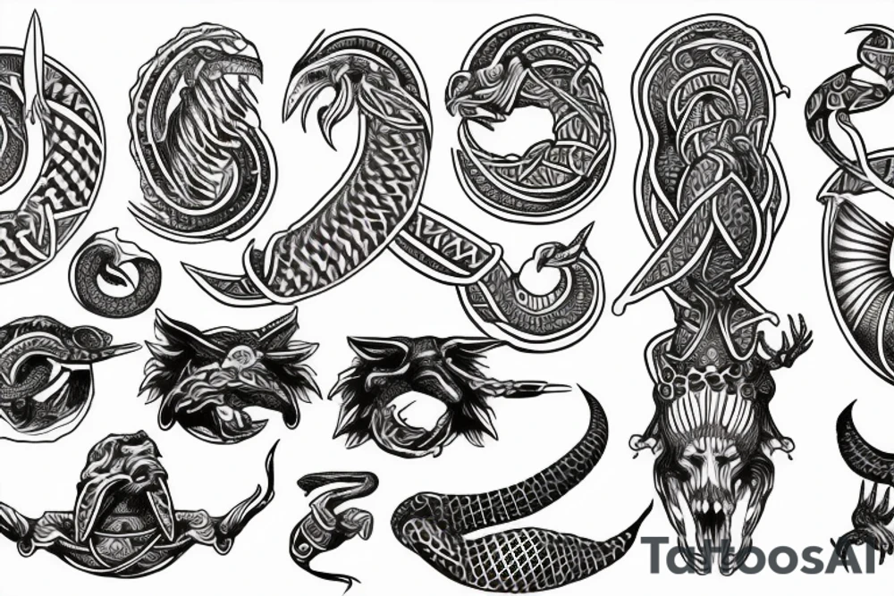 Ouroboros with ancient Egypt tattoo idea