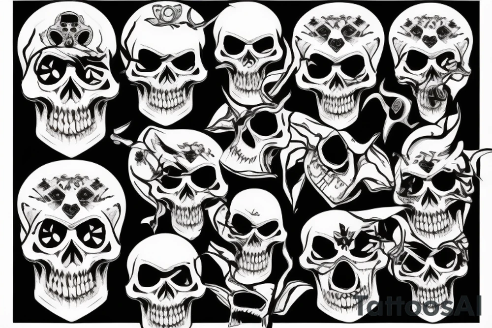 Evil skull tattoo idea