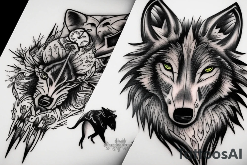 Savage wolf tattoo idea