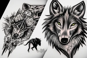 Savage wolf tattoo idea