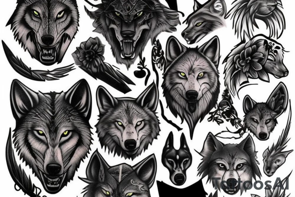Savage wolf tattoo idea