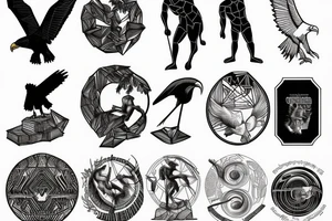 Sisyphus with an eagle and stack of books tattoo idea