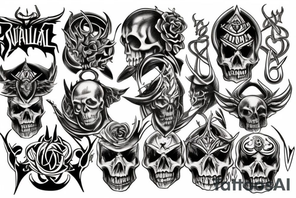 Skull, devil, valhalla tattoo idea
