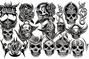 Skull, devil, valhalla tattoo idea