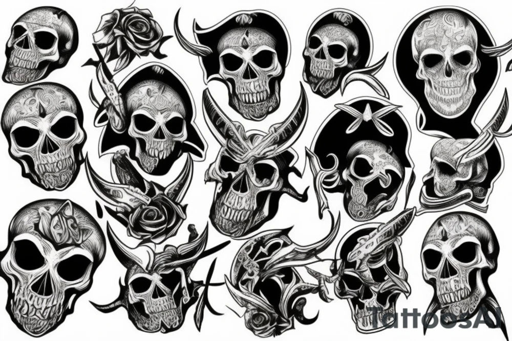 Skull, devil, valhalla tattoo idea