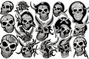 Skull, devil, valhalla tattoo idea