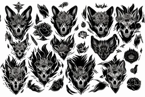 Wolf skull with Lycoris radiation around it tattoo idea
