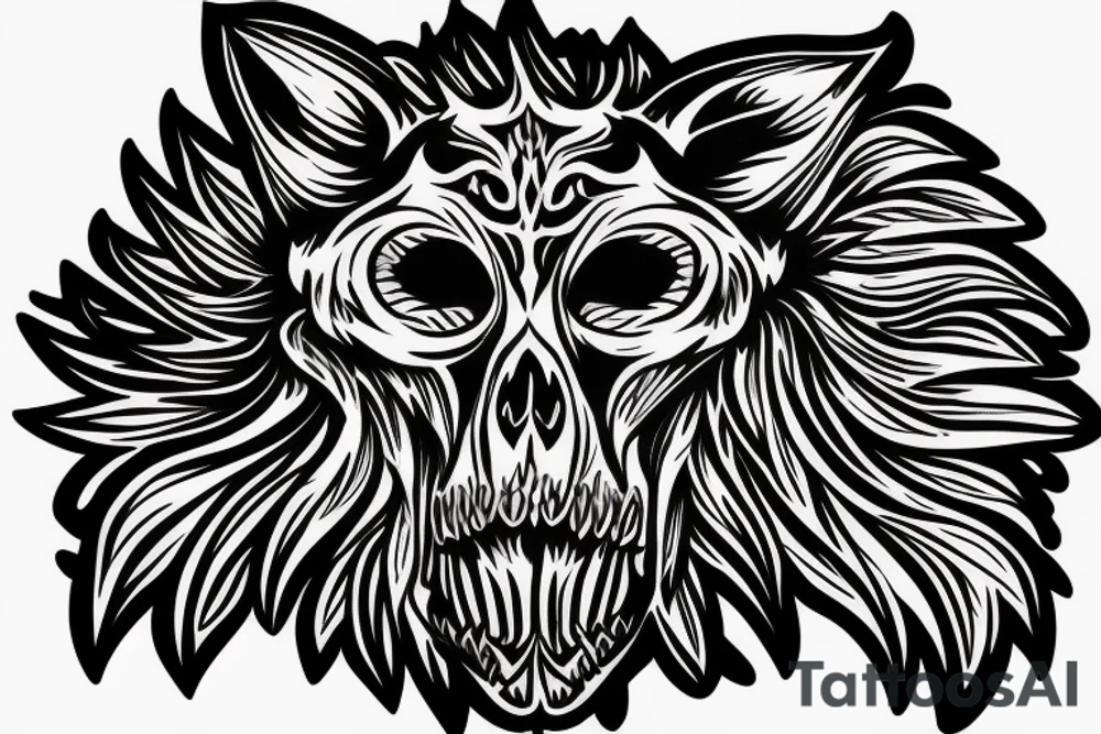 Wolf skull with Lycoris radiation around it tattoo idea