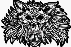 Wolf skull with Lycoris radiation around it tattoo idea