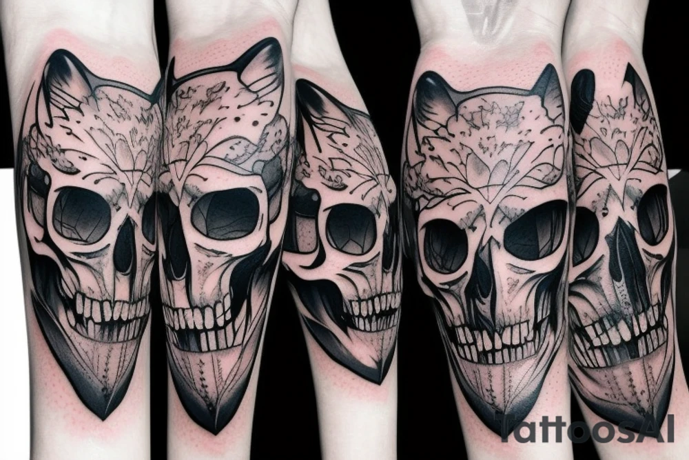 Wolf skull with Lycoris radiation around it tattoo idea