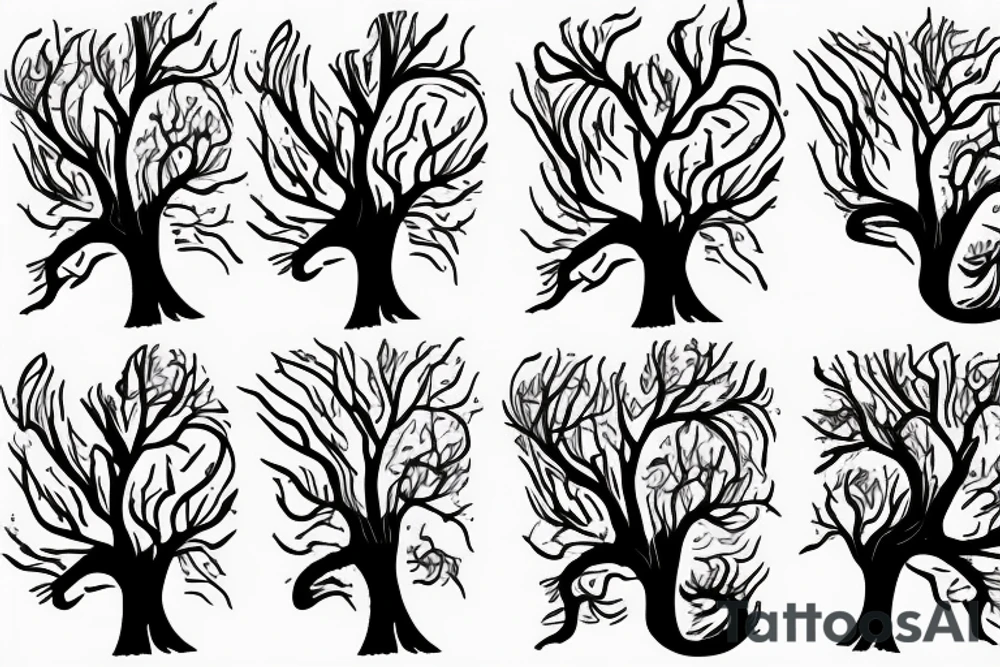 tree roots turn into ocean waves tattoo idea