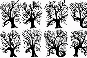 tree roots turn into ocean waves tattoo idea