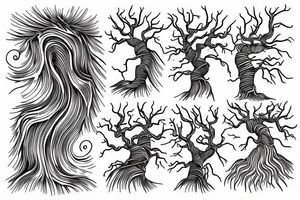 tree roots turn into ocean waves tattoo idea