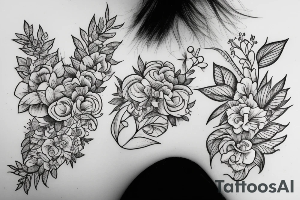 Infinity loop, flowers, leaves, nature tattoo idea