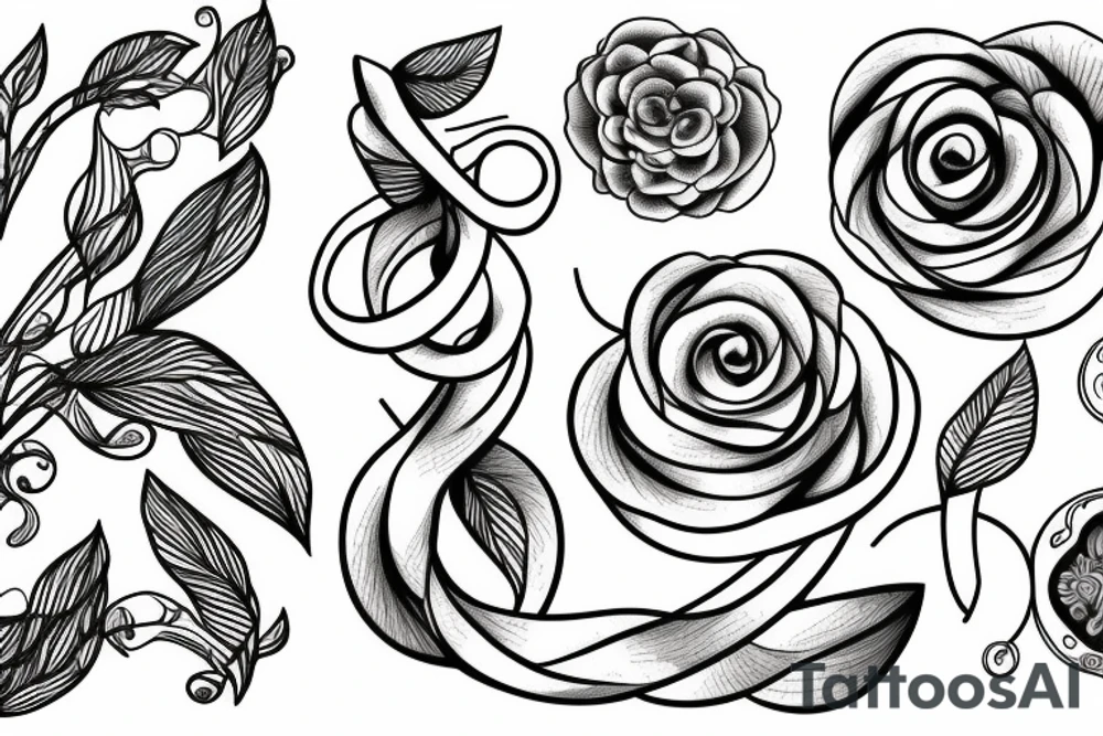 Infinity loop, flowers, leaves, nature tattoo idea