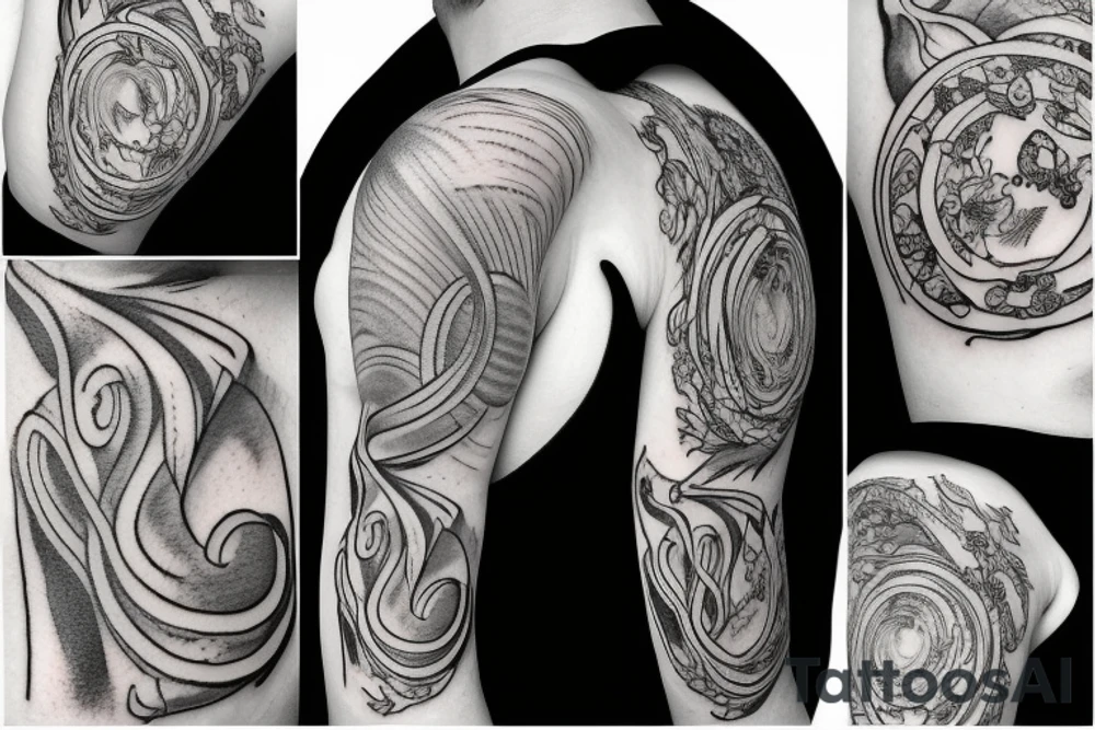Infinity loop with nature elements tattoo idea