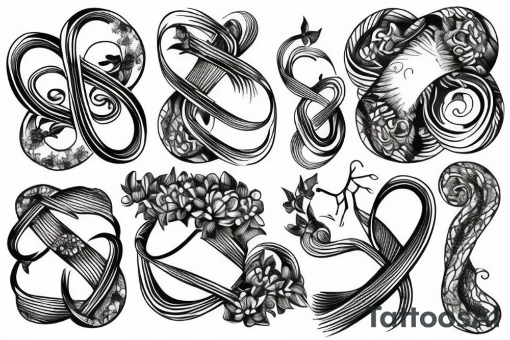 Infinity loop with nature elements tattoo idea