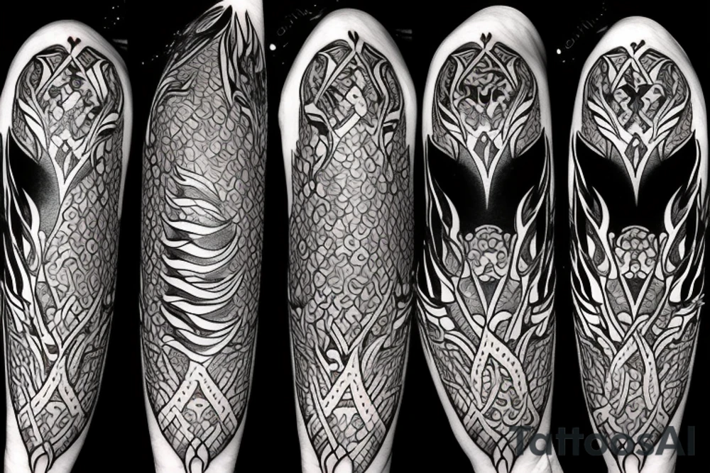 Arabian wolf in flames tattoo idea