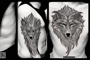 Arabian wolf in flames tattoo idea