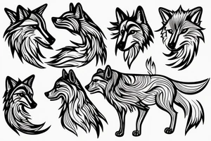 Small Arabian wolf in flames tattoo idea