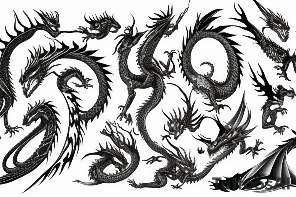 dragon wraps around body tattoo idea