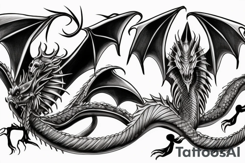 dragon, wraps around, angel, claws dig tattoo idea