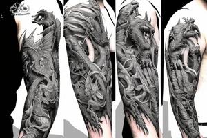 dragon, wraps around, angel, claws dig tattoo idea