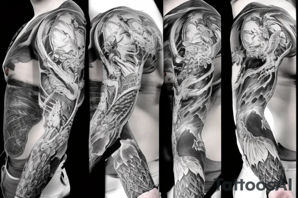 dragon, wraps around, angel, claws dig tattoo idea