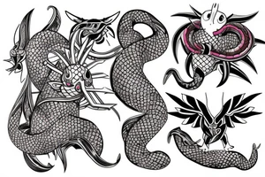 yakuza style back tattoo of the pokemon milotic tattoo idea