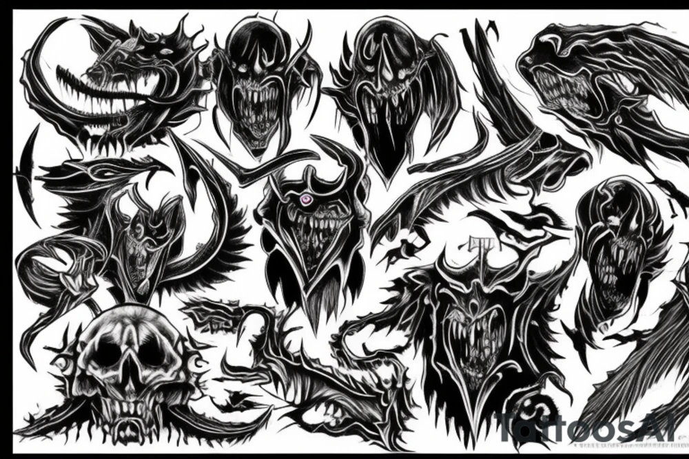demon and pain, blood
theme tattoo for your back tattoo idea