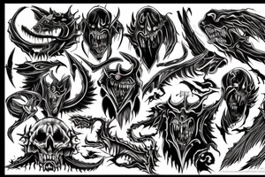 demon and pain, blood
theme tattoo for your back tattoo idea