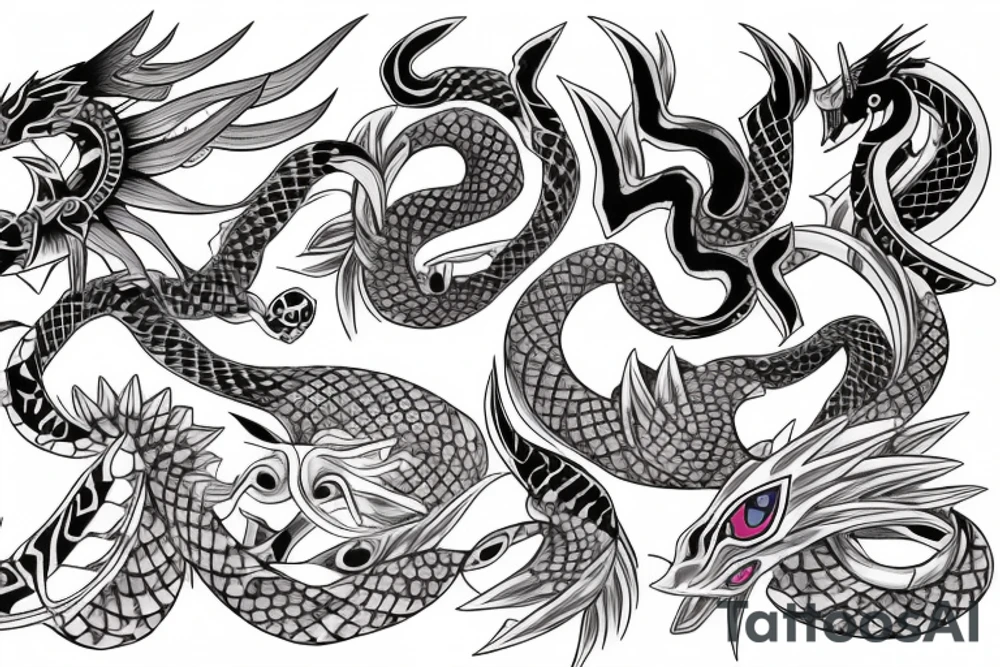 yakuza style back tattoo of the pokemon milotic tattoo idea