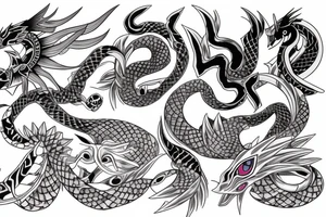 yakuza style back tattoo of the pokemon milotic tattoo idea
