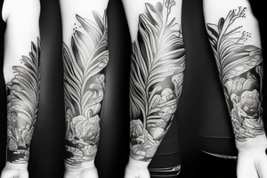 arm sleeve with camera, nature, love and technic stuff tattoo idea