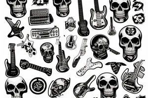 Rock and roll, guitars, skulls, twin-engine tattoo idea