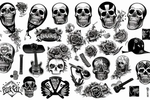 Rock and roll, guitars, skulls, twin-engine tattoo idea