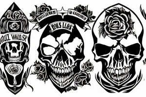 Rock and roll, guitars, skulls, twin-engine tattoo idea