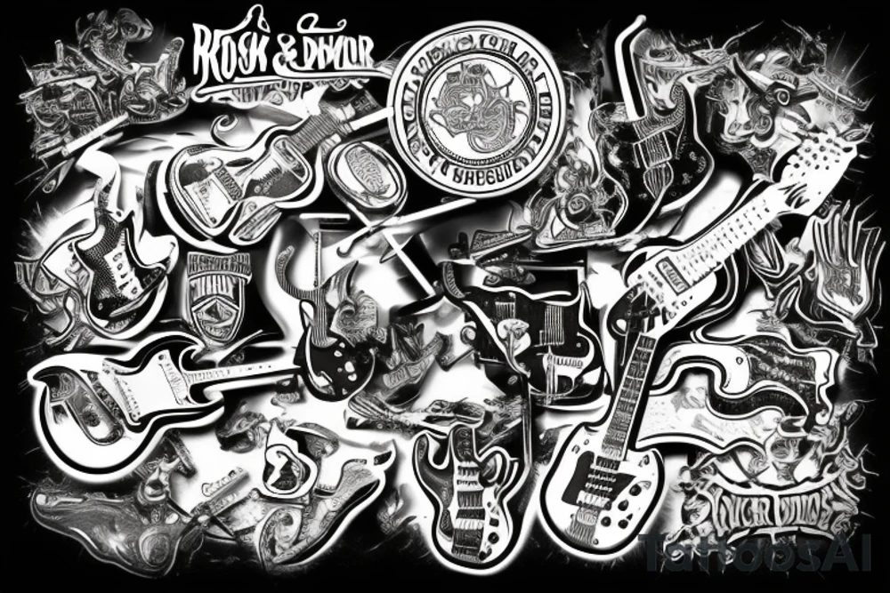 Rock and roll, guitars, Harley-Davidson tattoo idea
