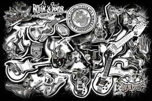 Rock and roll, guitars, Harley-Davidson tattoo idea