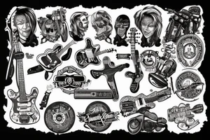 Rock and roll, guitars, Harley-Davidson tattoo idea