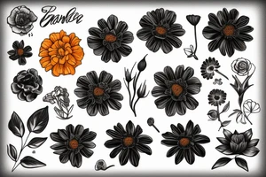 Dark orange marigold flower tattoo idea