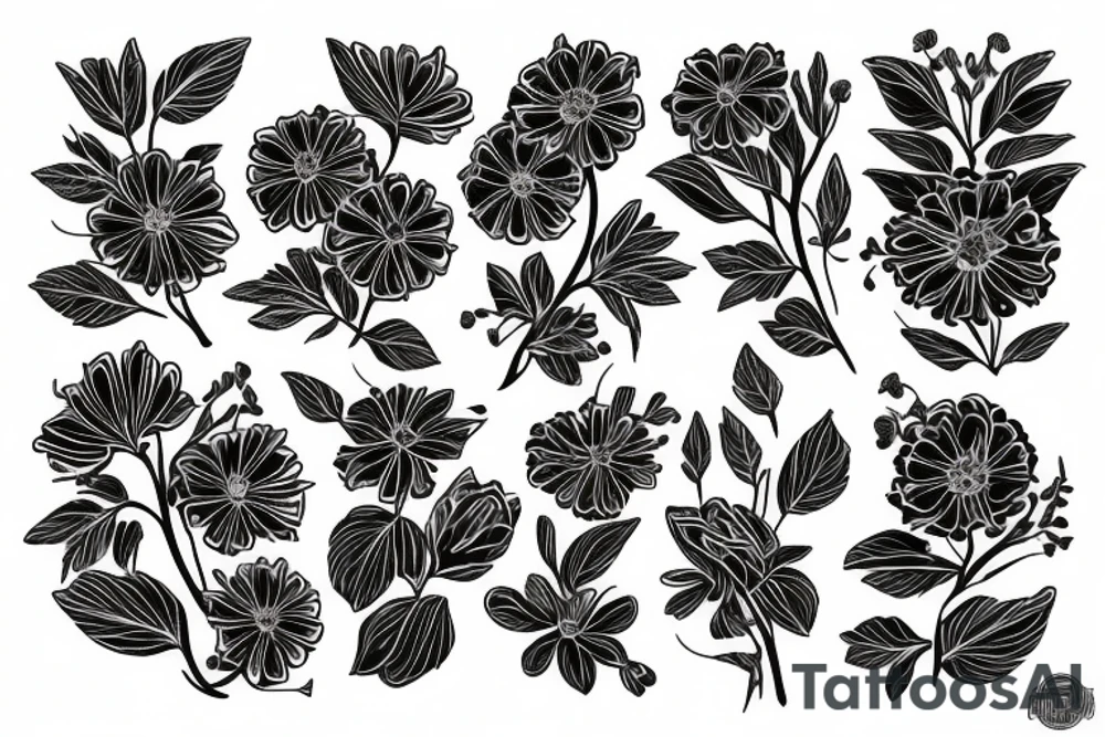 Dark orange marigold flower tattoo idea
