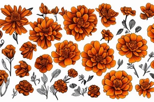 Dark orange marigold flower tattoo idea