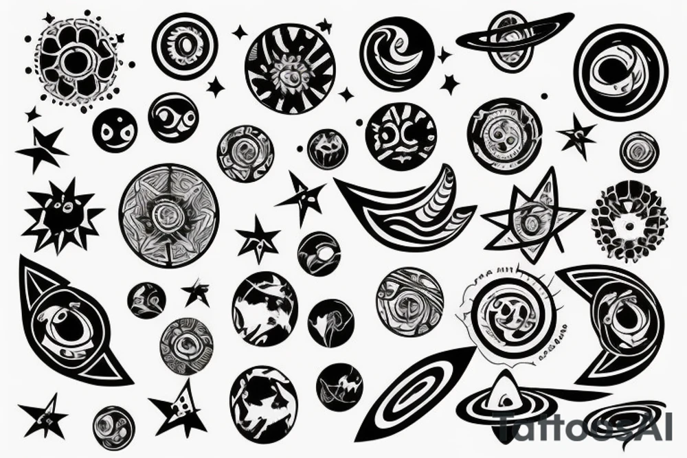 19 stars and 6 planets tattoo idea