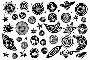 19 stars and 6 planets tattoo idea