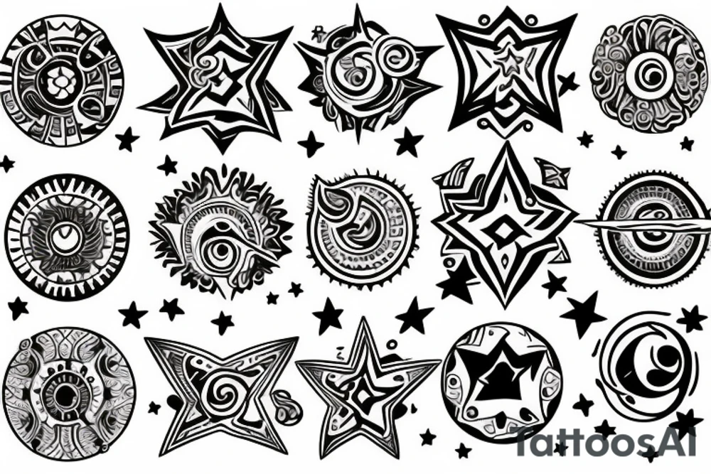 19 stars and 6 planets tattoo idea