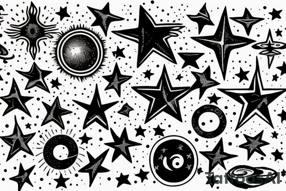 19 stars and 6 planets tattoo idea